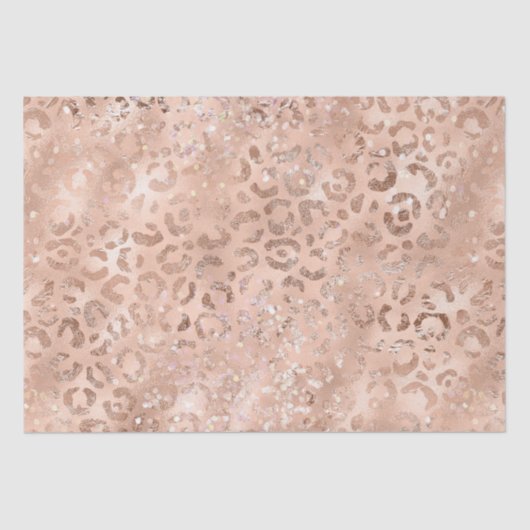 Papier Mousseline Rose de pêche Leopard Glitz (Recto)
