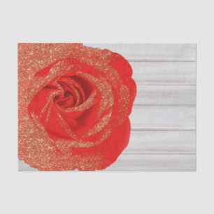 Papier Mousseline Rose doré rouge pailleté Bois blanc shabby chic