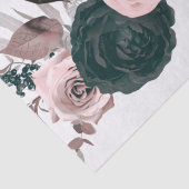 Papier Mousseline Rose doux et noir Flore vert Mariage blanc (Détail)