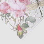 Papier Mousseline Rose Dragonfly French Script Honeybee Tissu Paper (Détail)