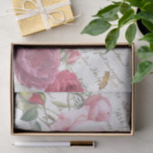 Papier Mousseline Rose Dragonfly French Script Honeybee Tissu Paper (Cadeau)