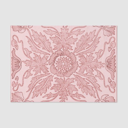 Papier Mousseline Rose Dusty - Papier Tissu Art Nouveau (Recto)