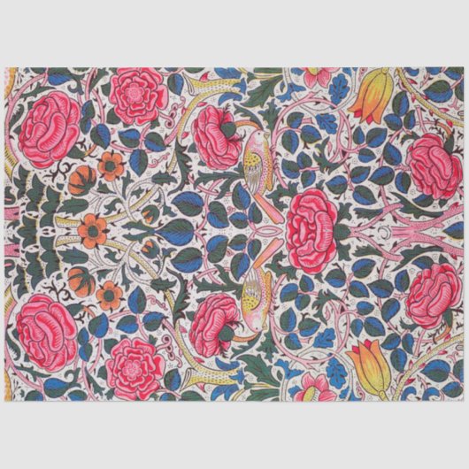 Papier Mousseline Rose et Bird, William Morris (Recto)