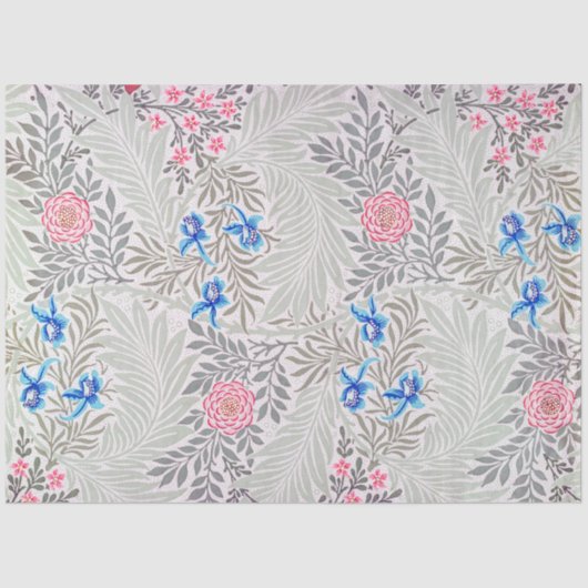 Papier Mousseline Rose et Larkspur, William Morris (Recto)