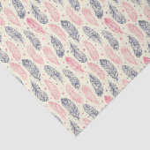 Papier Mousseline Rose et motif ethnique pourpre de plume (Détail)