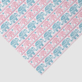 Papier Mousseline Rose et motif ethnique turquoise d'éléphant (Détail)