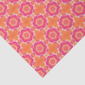 Papier Mousseline Rose et motif géométrique orange (Détail)