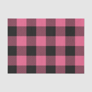 Papier Mousseline Rose et noir carreaux écossais à motif buffalo rus