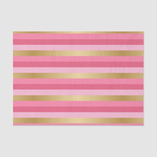 Papier Mousseline Rose et rayures d'or (Recto)