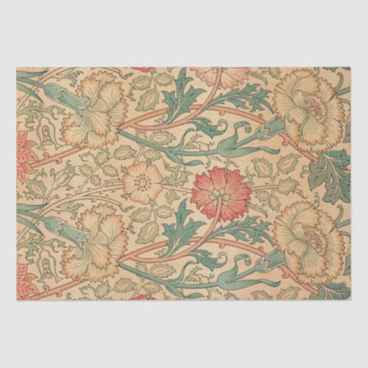 Papier Mousseline Rose et Rose par William Morris (Recto)