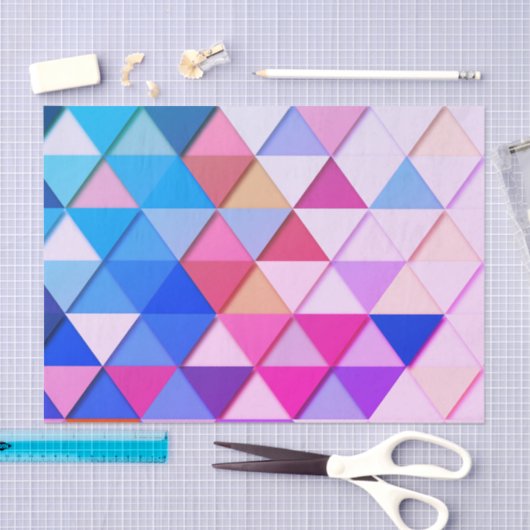 Papier Mousseline Rose et triangle géométrique bleue (Artisanat)