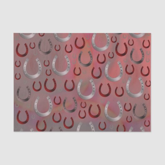 Papier Mousseline rose, fer à cheval, argent, gris motif, chance, pa (Recto)