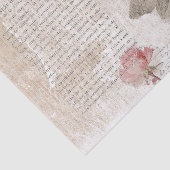 Papier Mousseline Rose Floral français Script Shabby Découpage (Détail)