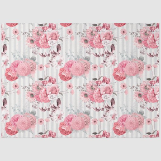 Papier Mousseline Rose Floral Series Design 10 (Recto)