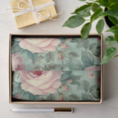 Papier Mousseline Rose Floral vintage Aqua Découpage (Cadeau)