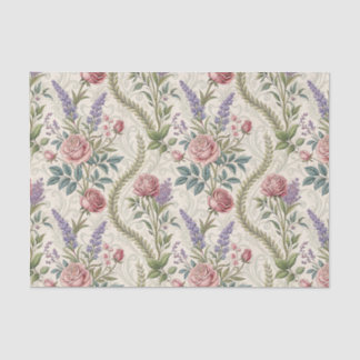 Papier Mousseline Rose Française Classique et Motif Floral de Lavand