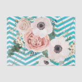 Papier Mousseline Rose géométrique Chevron Turquoise (Recto)