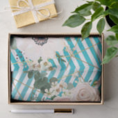 Papier Mousseline Rose géométrique Chevron Turquoise (Cadeau)