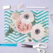 Papier Mousseline Rose géométrique Chevron Turquoise (Artisanat)