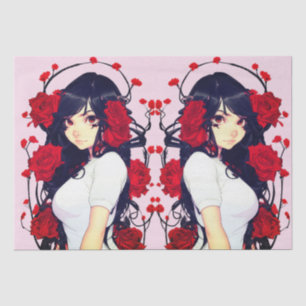 Papier Mousseline Rose Girl Anime