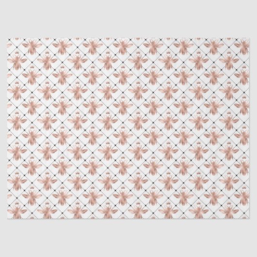 Papier Mousseline Rose Gold Bee Series Design 4 Tissu Papier (Recto)