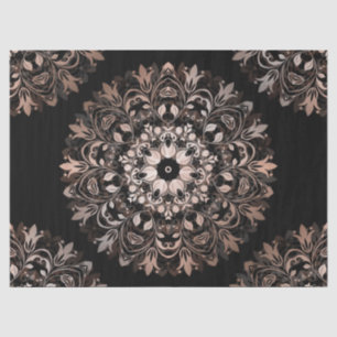 Papier Mousseline Rose Gold Black Floral Mandala