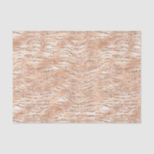 Papier Mousseline Rose Gold Faux Parties scintillant Zebra Stripes (Recto)