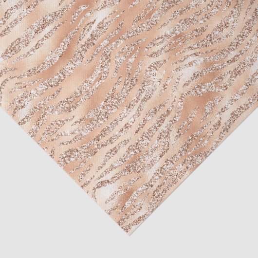 Papier Mousseline Rose Gold Faux Parties scintillant Zebra Stripes (Détail)