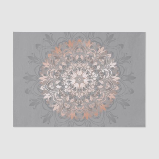 Papier Mousseline Rose Gold Grey Floral Mandala (Recto)