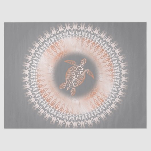 Papier Mousseline Rose Gold Grey Turtle Mandala (Recto)