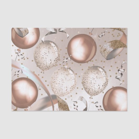 Papier Mousseline Rose Gold Rose & Parties scintillant Balloons Swee (Recto)