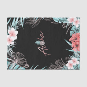 Papier Mousseline Rose Gold Tropical Pineapple Botanique Aloha Luau