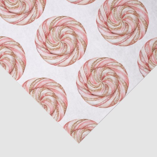 Papier Mousseline Rose Gold White Pepperments Noël (Détail)