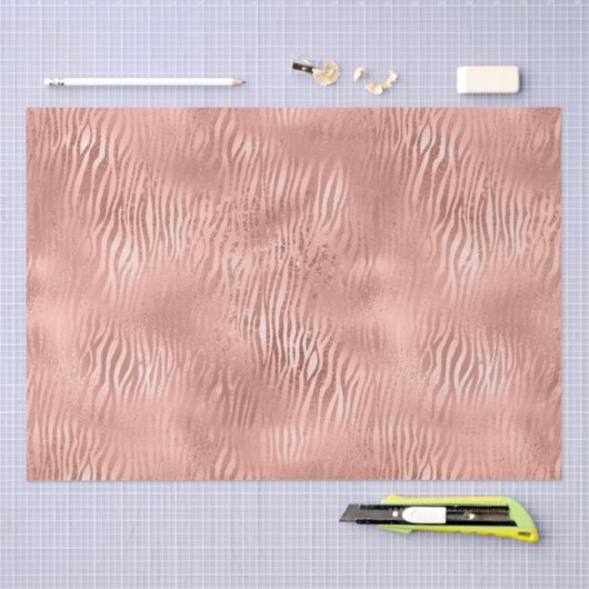 Papier Mousseline Rose Gold Zebra Print (Artisanat)