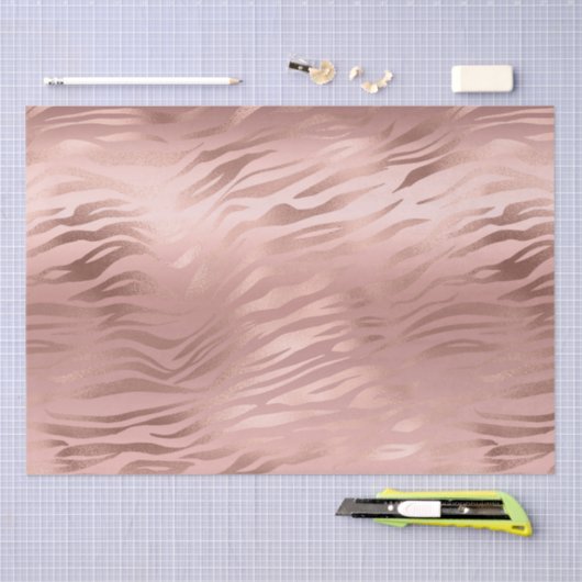 Papier Mousseline Rose Gold Zebra Print (Artisanat)
