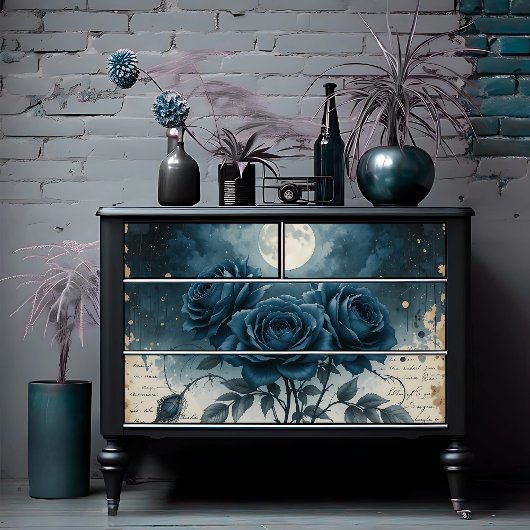 Papier Mousseline Rose gothique céleste, Midnight Elegance Découpage