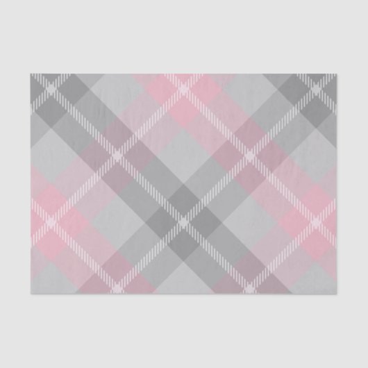 Papier Mousseline rose gris et blanc plaid (Recto)