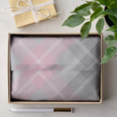 Papier Mousseline rose gris et blanc plaid (Cadeau)