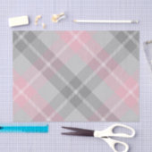 Papier Mousseline rose gris et blanc plaid (Artisanat)