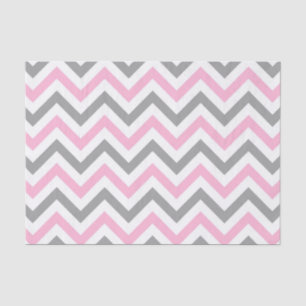 Papier Mousseline Rose, Gris foncé, Blanc, Grand motif Chevron ZigZa