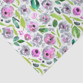 Papier Mousseline Rose Gris Vert Floral Mariage Anniversaire Elle (Détail)