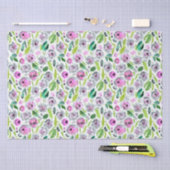 Papier Mousseline Rose Gris Vert Floral Mariage Anniversaire Elle (Artisanat)