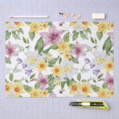 Papier Mousseline Rose jaune blanc vert floral pour elle (Artisanat)