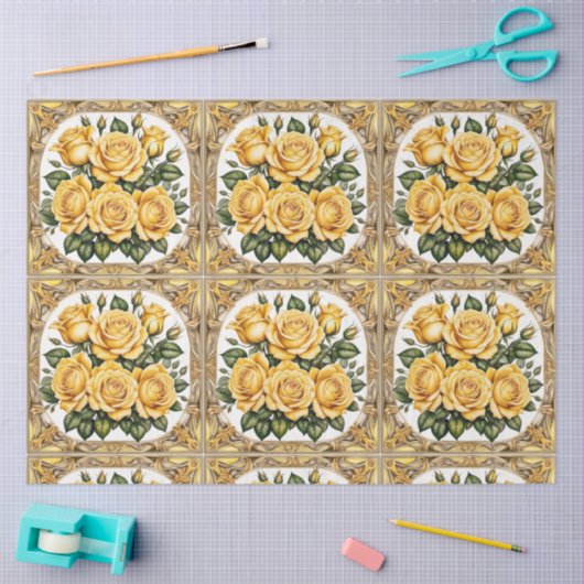 Papier Mousseline Rose jaune moderne belle collection (Artisanat)