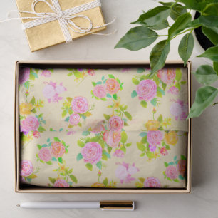 Papier Mousseline Rose Jaune Vintage Élégant