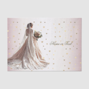 Papier Mousseline Rose Mariée d'hiver Mariée Golden Shiny Heart Part