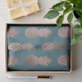 Papier Mousseline Rose moderne Gold Turquoise Motif d'ananas vert (Cadeau)
