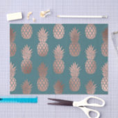 Papier Mousseline Rose moderne Gold Turquoise Motif d'ananas vert (Artisanat)