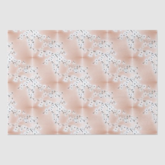 Papier Mousseline Rose Monnaie d'or Fleur de cerisier blanc (Recto)