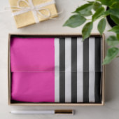 Papier Mousseline Rose néon avec rayures noires et blanches (Cadeau)